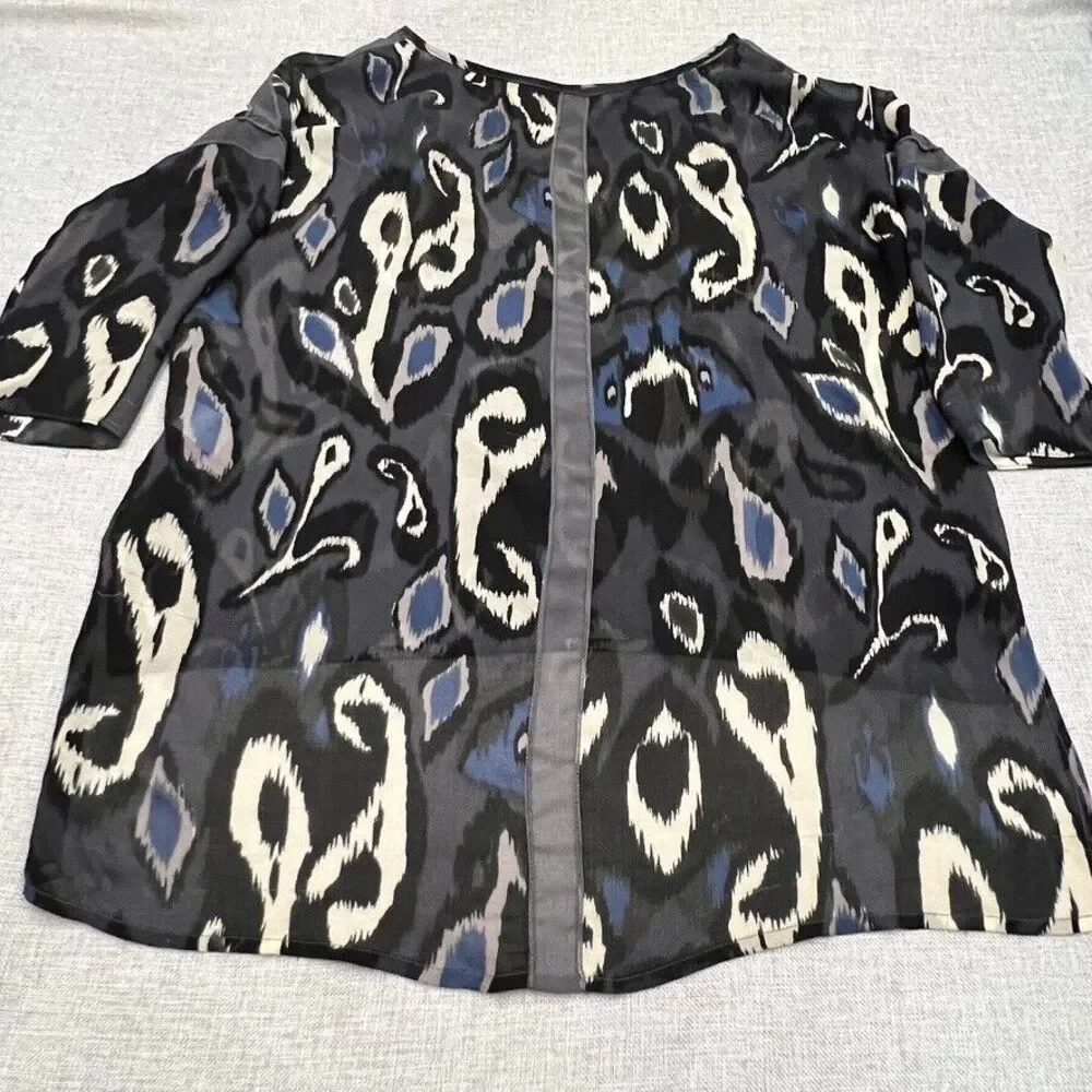 Rag & Bone XS Sheer Animal Print Hi-Low‎ Women's Top Blue Gray